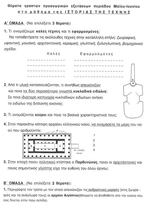 Σημειώσεις στο μάθημα της Ιστορίας της Τέχνης