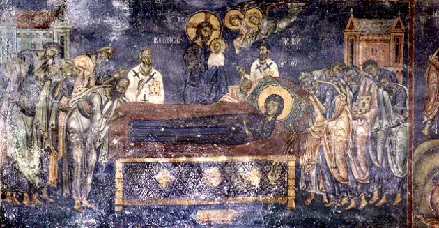 τοιχογραφία με την Κοίμηση της Θεοτόκου, 1170-1180, Άγιος Νικόλαος του Κασνίτζη, Καστοριά