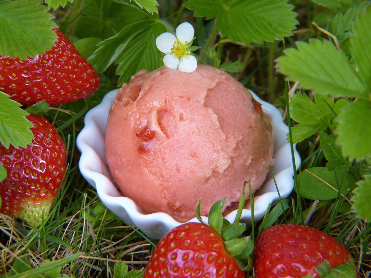 Παγωτό φράουλα με ρικότα